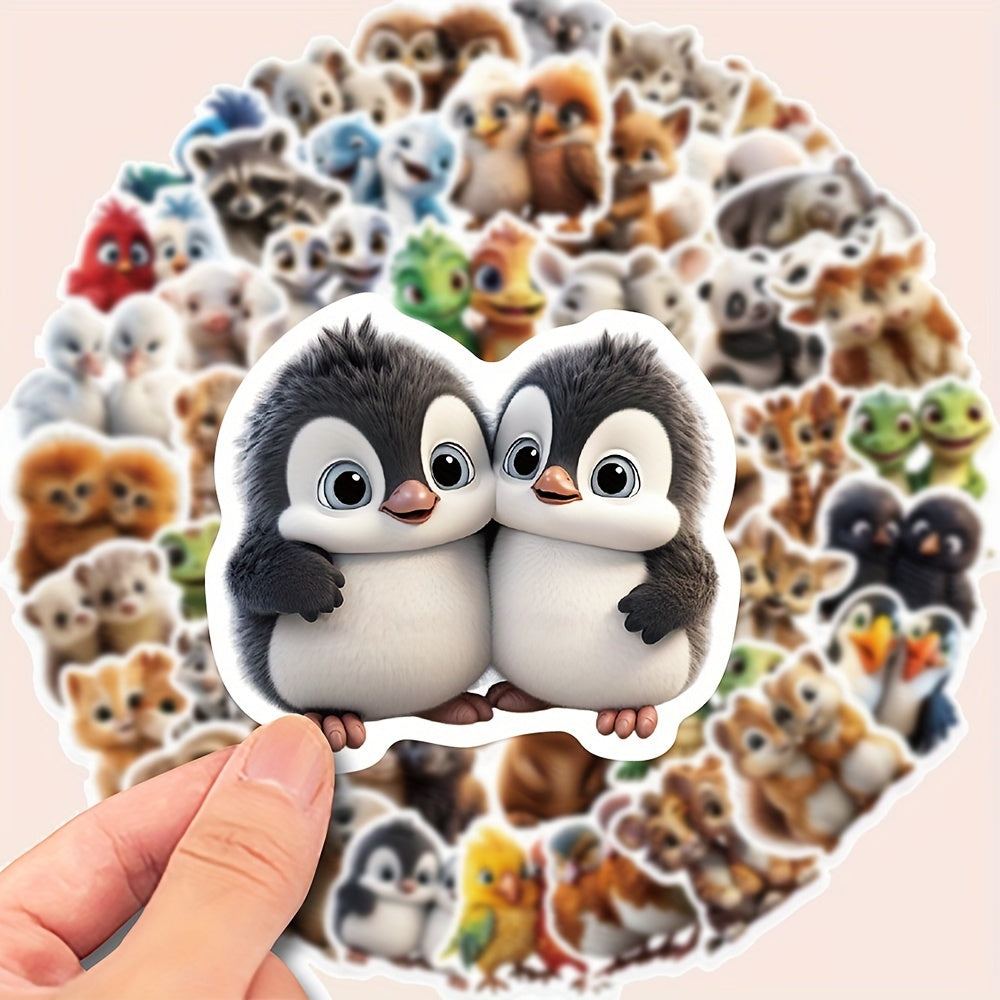 TEMU 55pcs Twin Animal Waterproof Stickers - Vinyl Decals For Laptops, Phones, Water Bottles, Helmets & Guitars
