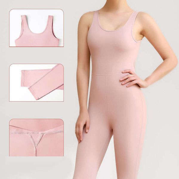 2023 New Jumpsuits With Chest Pads Lycra Fiess Bodysuits Gym Overalls Workout Clothes For Women Sports Yo lzzf