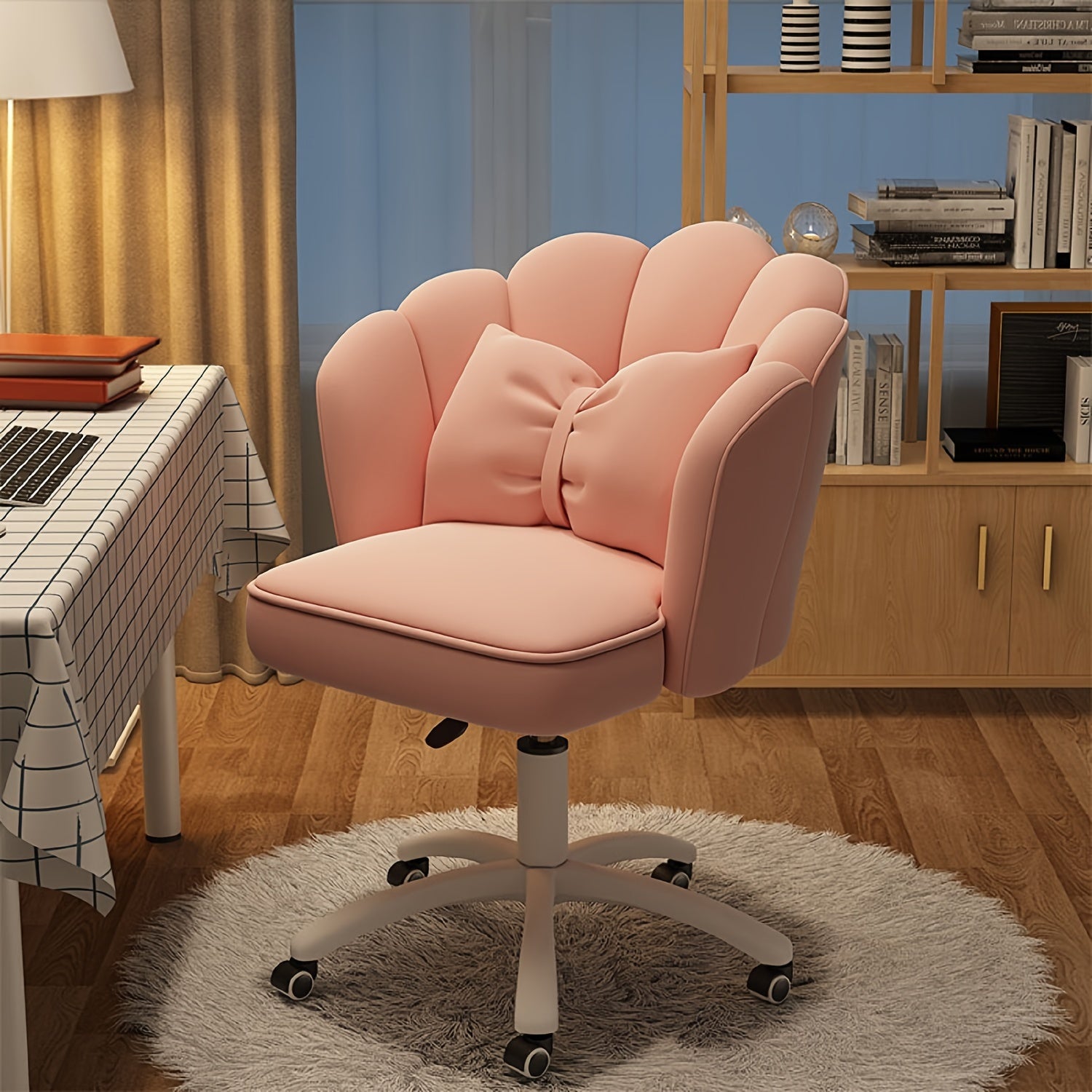 TEMU Office Chair Cute Petal Desk Chair, Modern Fabric Home Chairs Height Adjustable Chair Makeup Chairs Computer Chairs