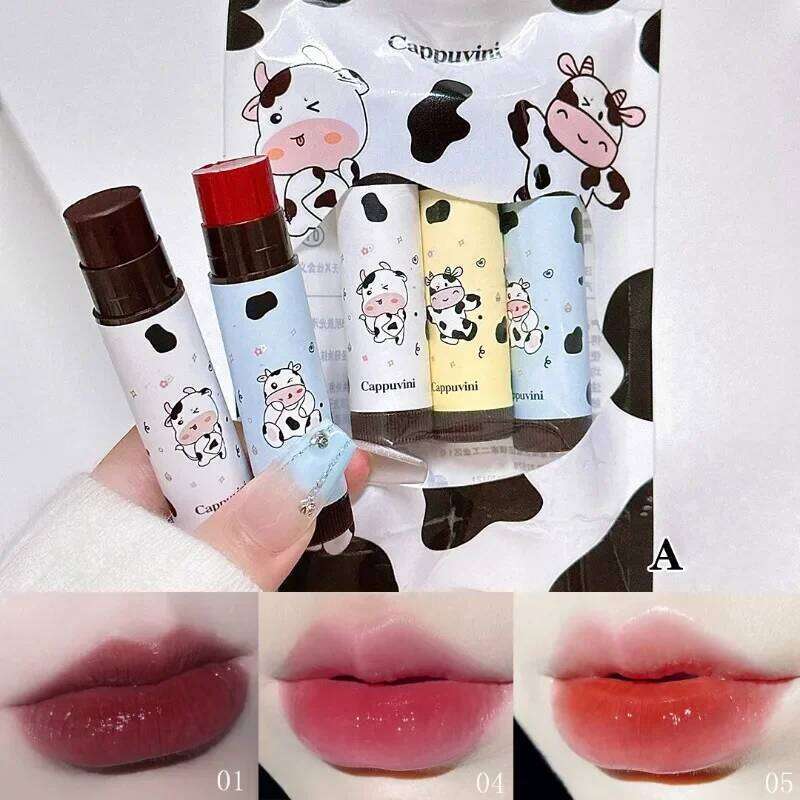 free shipping Baby Cow Lip Balm Set Moisture Tinted Lipstick Long-Lasting Moisturizing Nutritious Lip Pomade Red Tint Lipgloss Fruity Lip Care