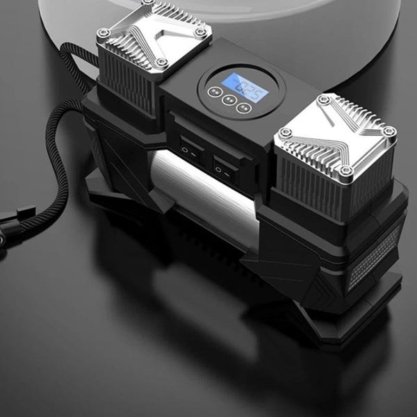 12V Vehicle Mounted Double Cylinder Portable Digital Tire Inflation Pump High-Power Compressor Car Air Pump Rvkkg