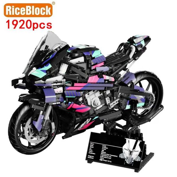 Blocks Technical M1000 RR 42130 Model Building Kit Motorcycle Display Model with This Rewarding Building Set for Adults Birthday GiftY241105