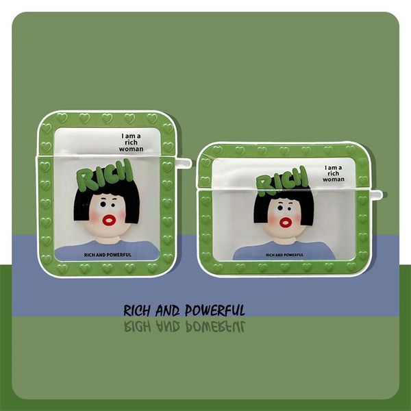 ddmygifts RICH Large and Small Eyes Girl Suitable Pro1-2-3 Bluetooth Wireless Earphone Cover Cartoon Soft Case A