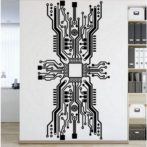 Circuit Board Chip Wall Sticker Tecnologia Tecnologia CPU Computer TI Science Software Software Decoração de escritório Decal de vinil Prese