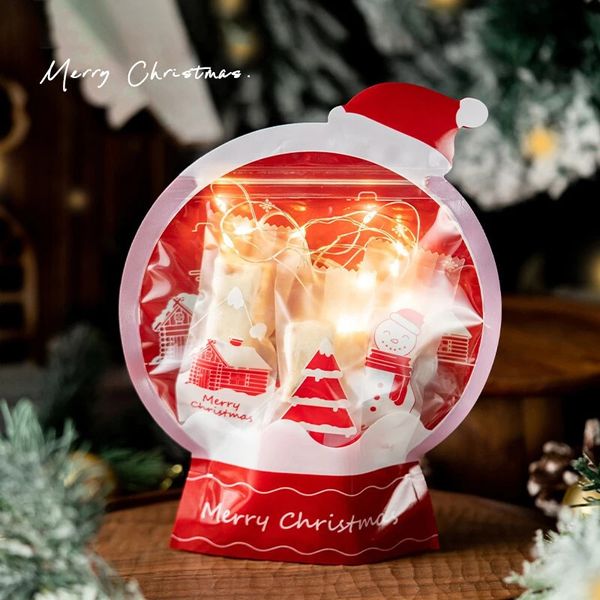 Christmas Toy LBSISI Life 25pcs Ball Shape Christmas Gift Bag For Candy Chocolate Cookie Nougat Biscuit Packing Gift Tree Santa Zipper Bags
