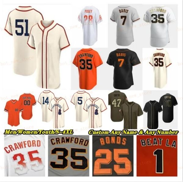 Baseball Jersey Joey Bart Logan Webb Brandon Crawford Joc Pederson Mike Yastrzemski LaMonte Wade Jr. Will Clark Willie Mays Barry Bonds Hani
