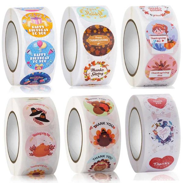 500 Thanksgiving Happy Roll Cartoon Animal Fun Stickers Notebook Harvest Scrapbook Magazine Art Crafts W241113