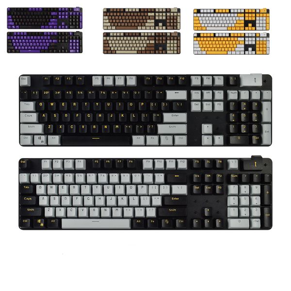 106 Key Keycaps Double Shot OEM Keycap Kit 60% for Cherry Profile MX Switch 104-87-61 Keys Gaming Mechanical Keyboar White Black