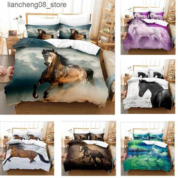 Bedding sets Horse Animal 3D Bedding Double Bed Duvet Cover Set for Adults Soft Home Textile No Sheet Full King Size Decor Bedroom Textile L