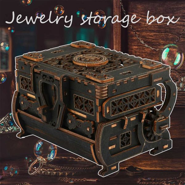 Wood Toys Puzzles 3d Puzzle Wood Jewelry Storage Box Puzzle Board Games Adults Brain Training Puzzles for Kids Table Game ModelM240731