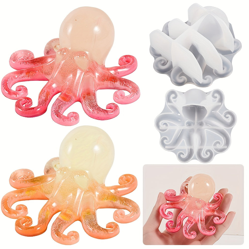 TEMU 2pcs White Silicone Octopus Epoxy Resin Mold Set - Diy Craft Kit With Tentacle & Sucker Patterns, Non-toxic Reusable Mold For Resin Crafts, Soap