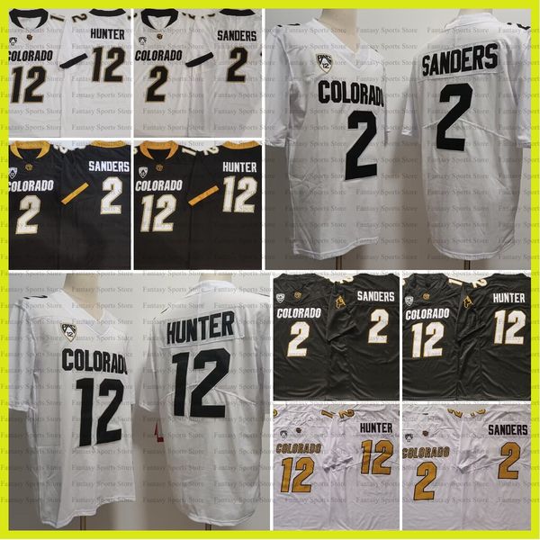 Colorado Buffaloes 12 Travis Hunter Jersey Hunter 2 Shedeur Sanders White Black Football Stitched Jerseys Men College Shirts