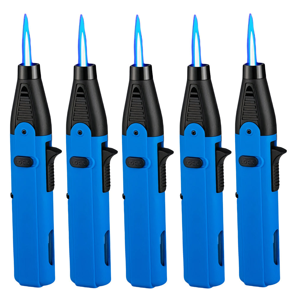 TEMU 1- 5pcs Outdoor Windproof Butane Gas Lighter, 1300 ° , Blue Flame Lighter With Safety Lock, Suitable For Candles, Barbecue, Stove Walls, ,