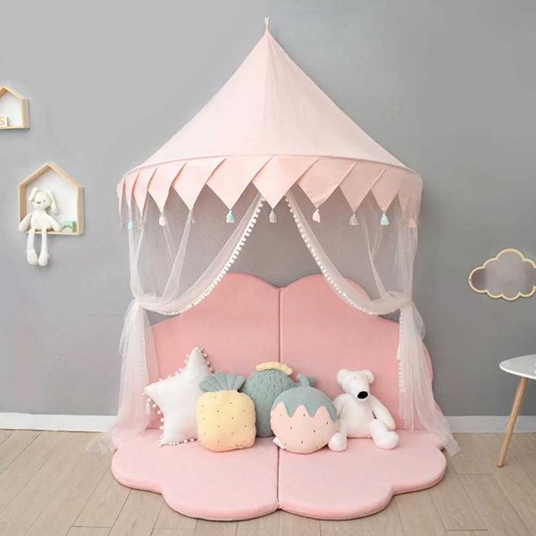 Nordic Kids Play Tent Pink Princess Castle Play House Type Child Indoor Baby Girls Crib Canopy Net Bed Tent Children Room Decor X250210