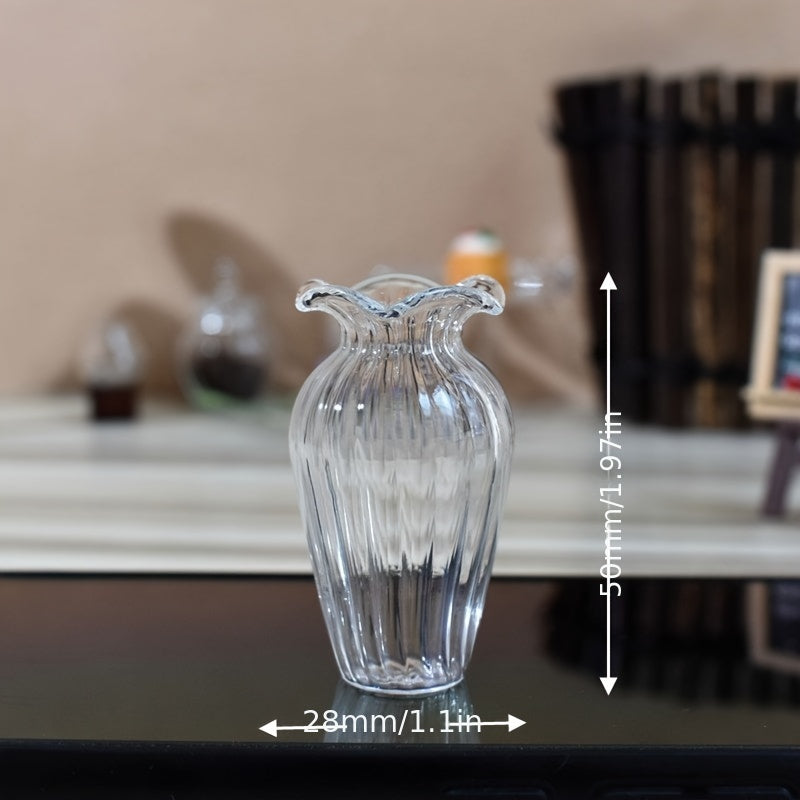 TEMU 1-3pcs Vintage Glass Vase Set, Embossed Flower Pattern, Hand Wash Only, Pvc-free, Ideal For Dollhouse, Diy, Photography, Desktop Decor, Micro