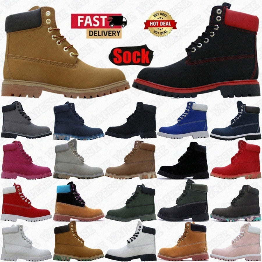 designer boots Premium Waterproof boot womens woman Autumn winter booties bottes botte rain Studios Brown Full Grain Medium Wheat BlackYGNl#