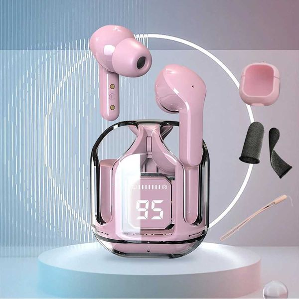 Headphones Wireless Bluetooth Headphones with Microphone ENC Noise Canceling Translucent Earphones HiFi Dual Stereo Earbuds LED Display T6 Z