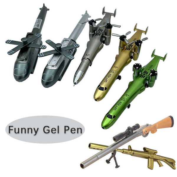 Gel Pens 1PCS Creative Airplane Shape Gel Pen 05mm Black Ink Weapon Fighter Pupil Boy Pen Toys Gun Pens Novelty Writing Tools Stationery J23