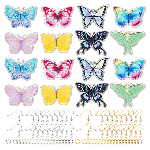 Kit de fabrication de boucles d'oreilles pendantes papillon 3D DIY