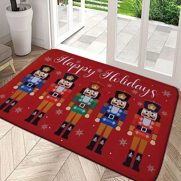 Christmas Nutcracker Welcome to the Door Decoration Kitchen Lobby Balcony Carpet Bathroom Non slip Foot Mat Christmas Decoration Y241021