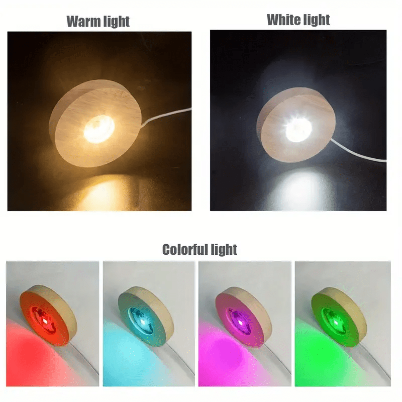 TEMU Borarian Usb-powered Led Night Light With Wooden Base - Versatile Tabletop Lamp & Ornament Holder For Crystal And Glass Balls - Ideal Diy