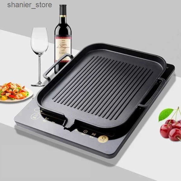 Pans Aluminum frying pan non stick baking tray Korean barbecue plate square barbecue plate barbecue plate kitchen utensils L240910