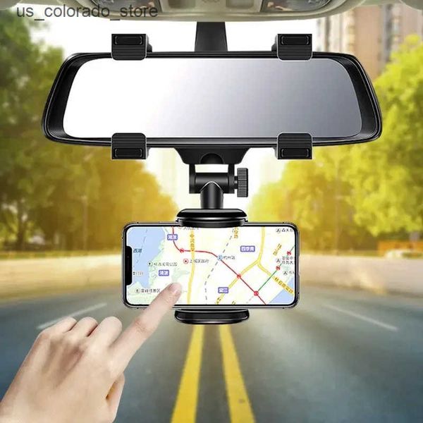 Cell Phone Mounts Holders 360 Car Phone Holder Rearview Mirror Mount Bracket Navigation G Mobile Stand Clip Foldable Adjustable Car Cell Pho