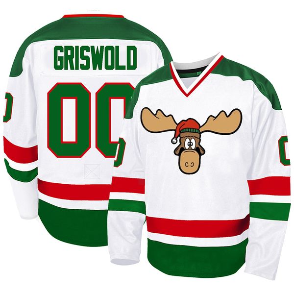 White Green Mens 00 CLARK GRISWOLD Hockey Jersey Stitched Letters with Pullover Closure Long Sleeves Ice Hockey Jerseys 2024 Christmas Holid