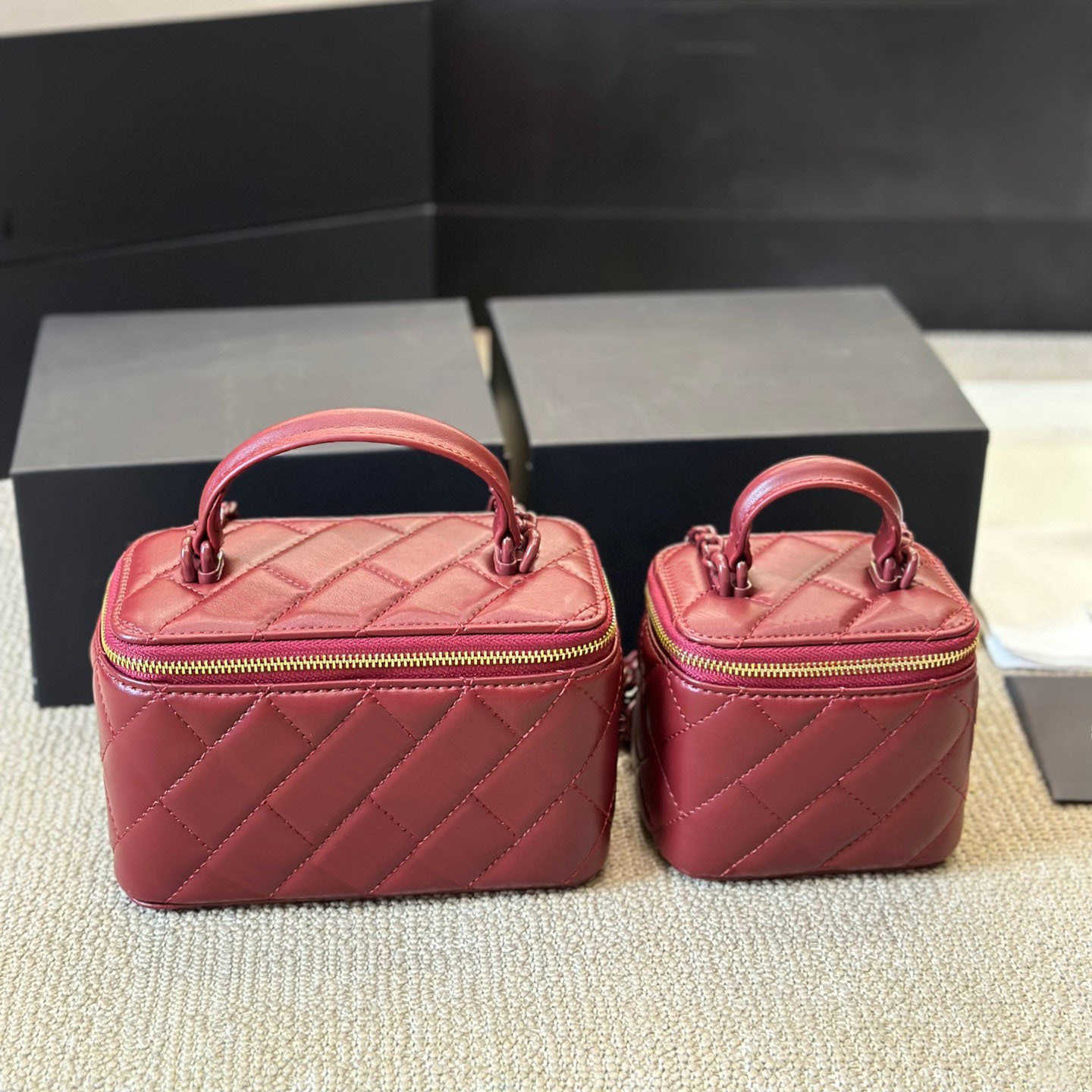 Sizes 2 Women Classic Make Up Box Designer Bags Chain Makeup Bag Shoulder Handle Leather Crossbody Purse Diamond Suitcases Luxury Toiletry 241115