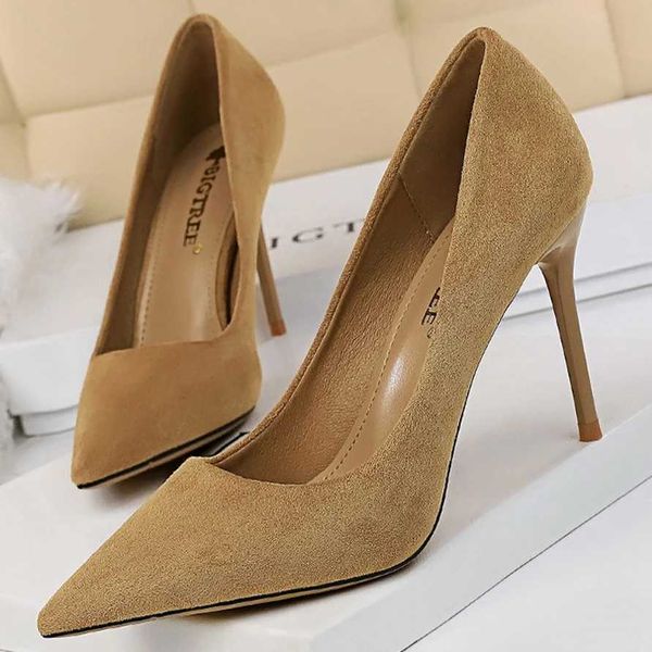 Dress Shoes BIGTREE Shoes Suede Woman Pumps New High Heels For Women Office Shoes Fashion Stiletto Heels Women Basic Pump Plus Size 42 43 z2
