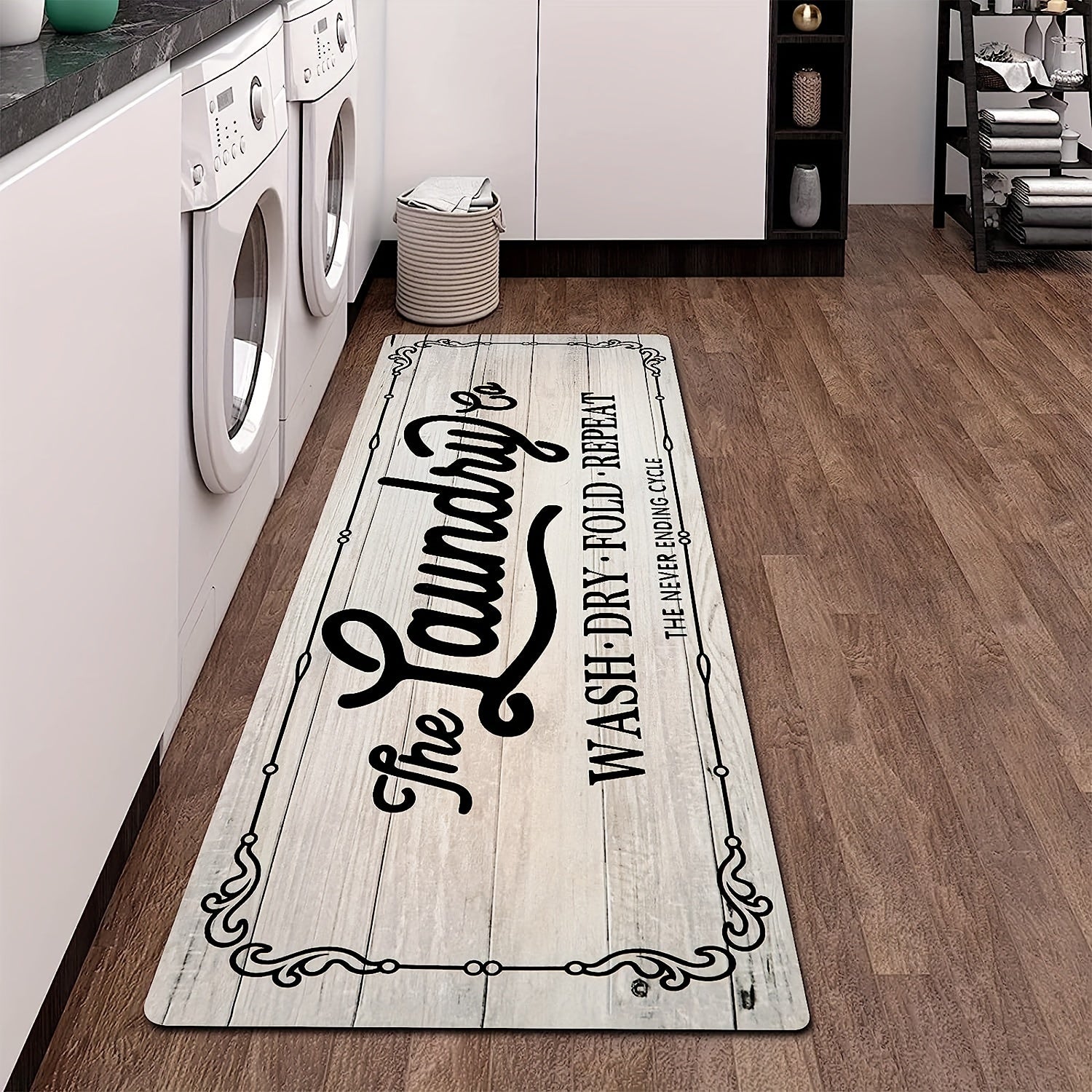 TEMU Non-slip Laundry Room Runner Mat - Durable And Washable Floor Mat With Rubber Backing, Suitable For Laundry Rooms, Kitchens, And Bathrooms -