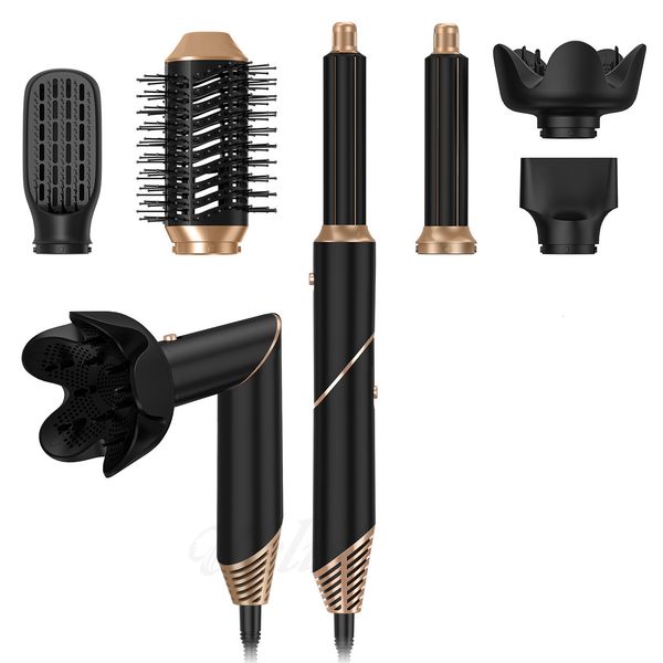 Hair Dryers Professional Air Brush 6 In 1 Dryer Foldable Blow Interchangeable Brushing Head Styg Curg Wand 230829