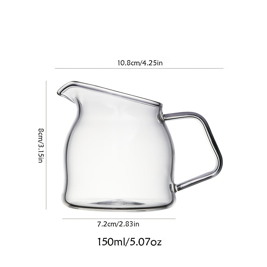 TEMU 1pc Mini Glass Espresso Cup , 3-5 Oz Pot With Handle, Microwave Safe Milk Jug For Coffee, Milk, Syrup - Dining Use