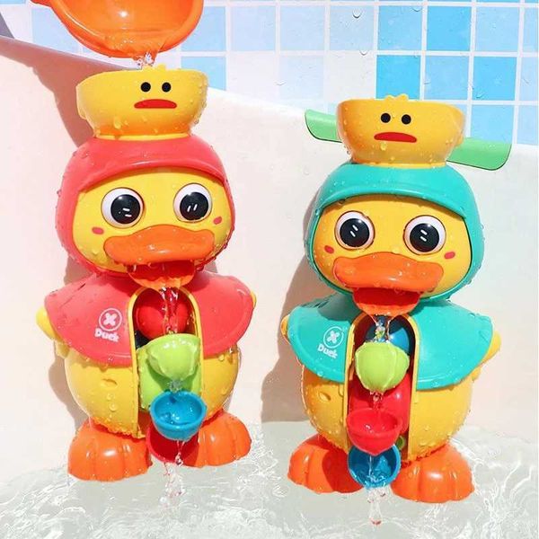 Baby Bath Toys 2023 Cute Duck Baby Shower Toy Childrens Water Game Spinners and Sucation Cup Water Wheel Game Childrens Bathroom CL250113