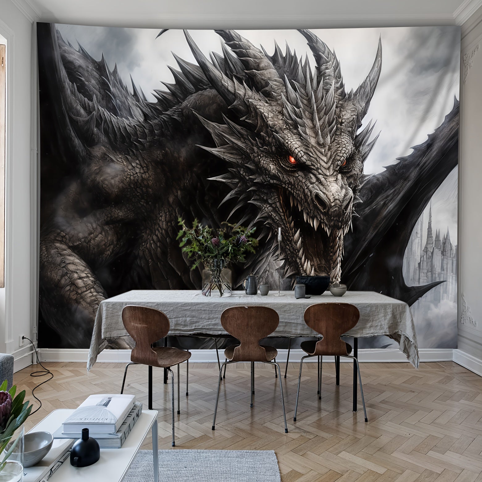 TEMU 1pc Dragon Pattern Tapestry, Wall Hanging Large Size Tapestries, Live Streaming Background, Festival Gifts, Suitable For Living Room Bedroom