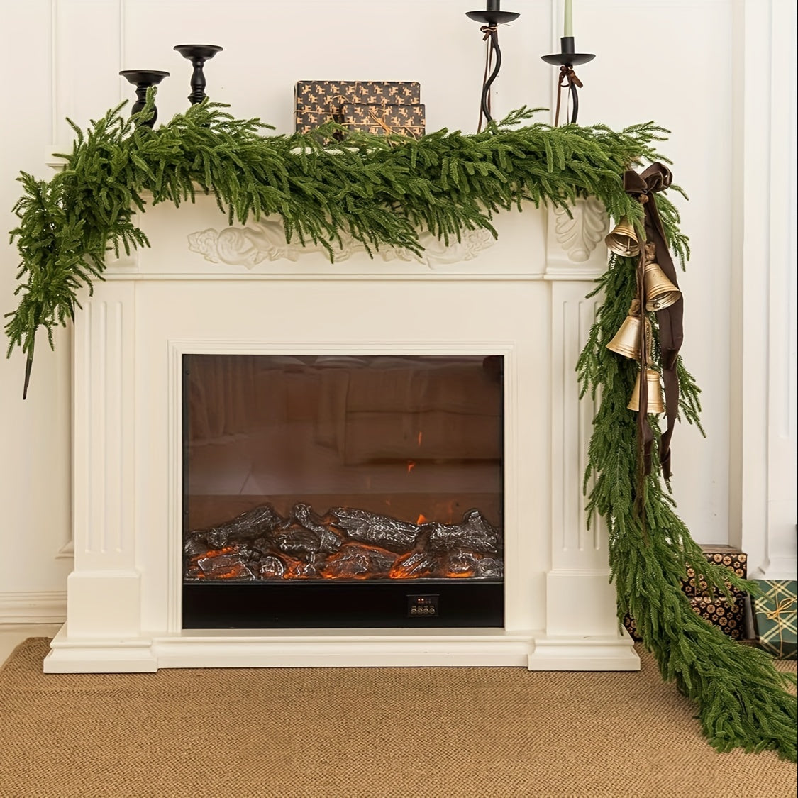 TEMU Vintage-style 9ft Green Araucaria Rattan - Christmas, Parties & Home Decor, Tabletop, Living Room Decoration, Party Joy, Christmas Decor