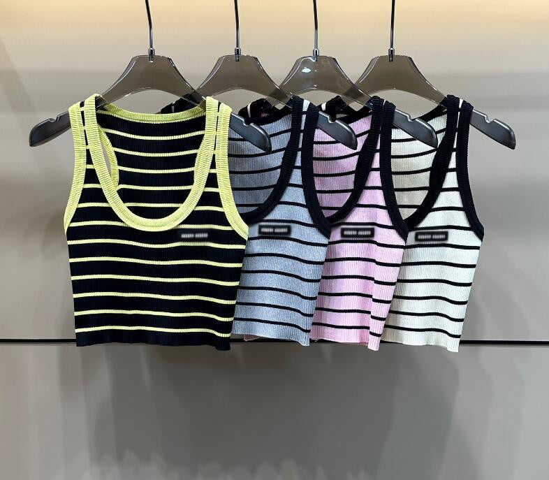 Women&#039;s Tanks Camis summer stripes Miu26 Knitted vest sleeveless sweater tank top girls