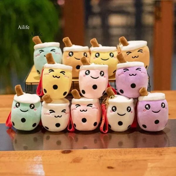Cute Bubble Tea Keychain Soft Plush Toy Pendant Stuffed Boba Doll Kawaii Backpack Bag Decor Birthday Gifts For Girls Kids 10Cm G0815 0723