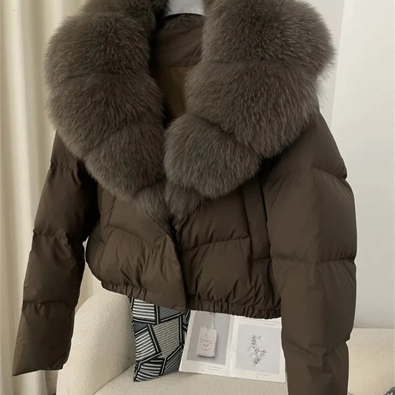 OFTBUY 2025 Big Natural Real Fur Coat Women Autumn Winter Female 90 White Duck Down Jacket Feather Short Thick Warm y250911