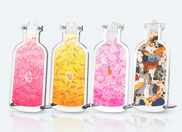 Cat-Shape Acrylic Driftwood Bottle Puzzle Quiet Pet Craft Toy