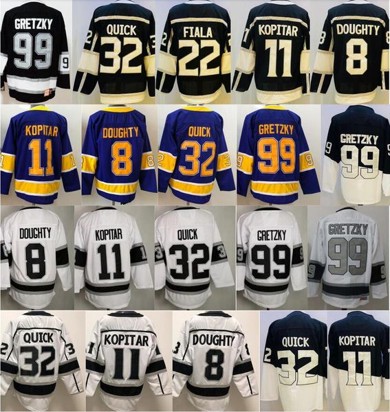 Men 2023 Reverse Retro 8 Drew Doughty Jersey Blank Ice Hockey 11 Anze Kopitar 32 Jonathan Quick 99 Wayne Gretzky 22 Kevin Fiala Black White