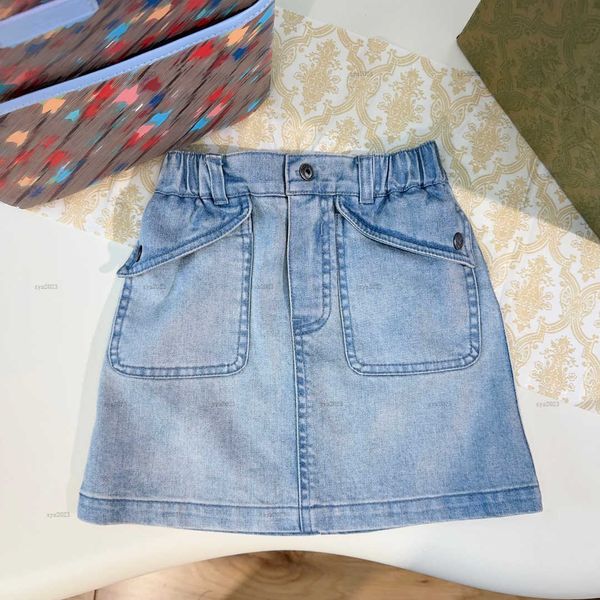 Fashion girl short skirt Blue denim material child dress Baby skirt kids designer clothes Elastic waist design Princess Dresses