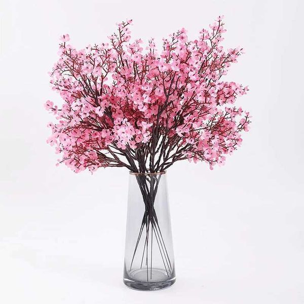 New Long Artificial Sakura Flower Silk Petals Spring Winter Garden Potted Plants Wedding Scene DIY Home Bouquet Decoration Y240801