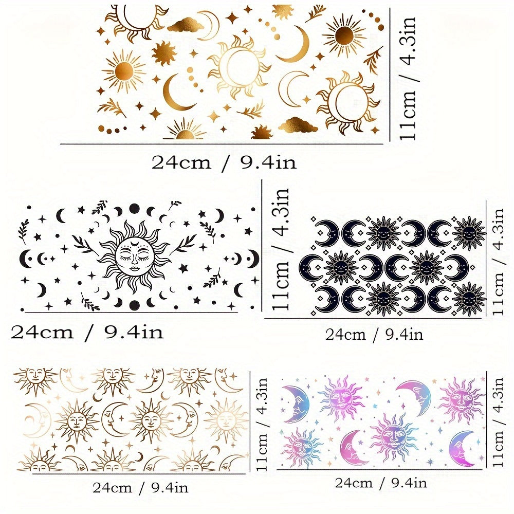 TEMU 5pcs Uv Printed Waterproof Stickers Set For 16oz Glass Cups - Diy Decals, -resistant Craft Supplies