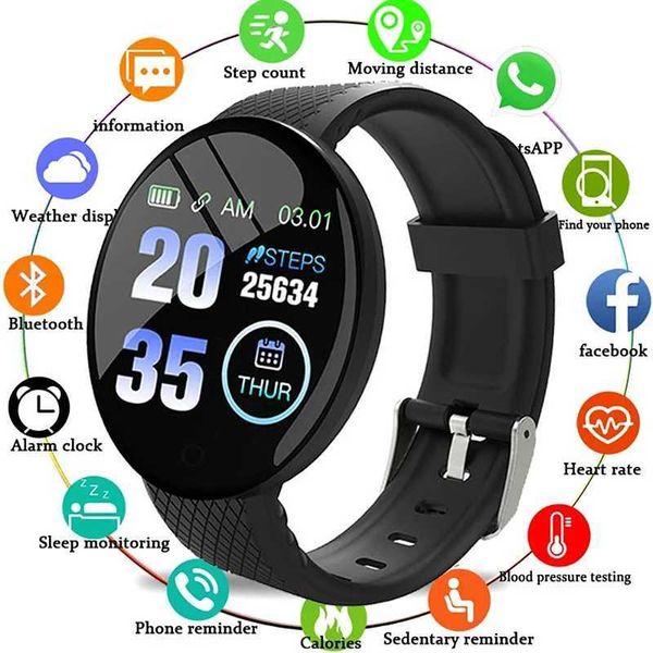 D18 Smart Watch Men Women Smartwatch Blood Pressure Waterproof Digital Watches Sports Fitness Tracker Watch for Android Ios Y68 Y240817