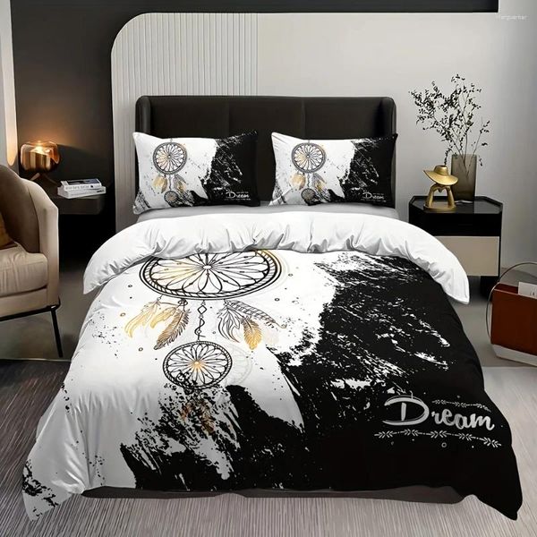 Black & White Dreamcatcher Duvet Cover | Soft Breathable Bedding Set for All-Season Comfort