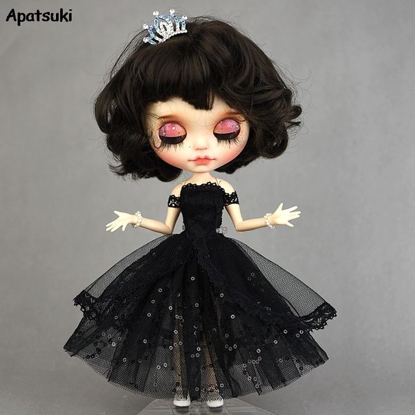 Dolls Dolls Black Princess Dress for Blythe Year Evening Party BJD Off Shoulder Outfits Clothes Accessories 230814 S2412261