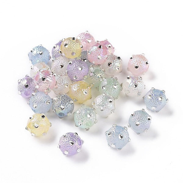 Placage uv perles acryliques texturées irisées arc-en-ciel