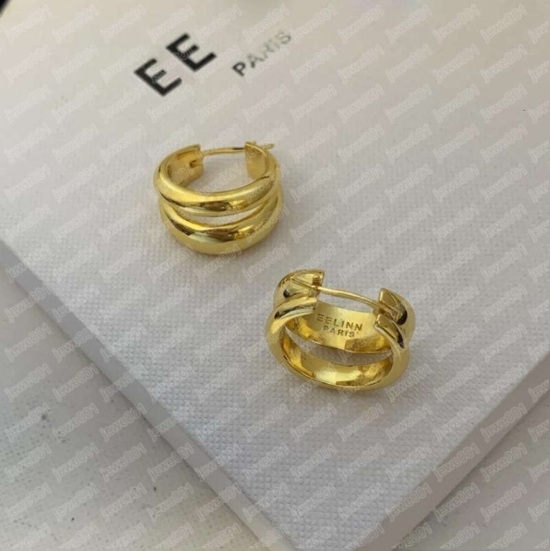 Gold Hoops Designer Earrings For Women Double Layered Personality Luxury Jewelry Cells Stud Girls Jewellery With Original Box Men Earings