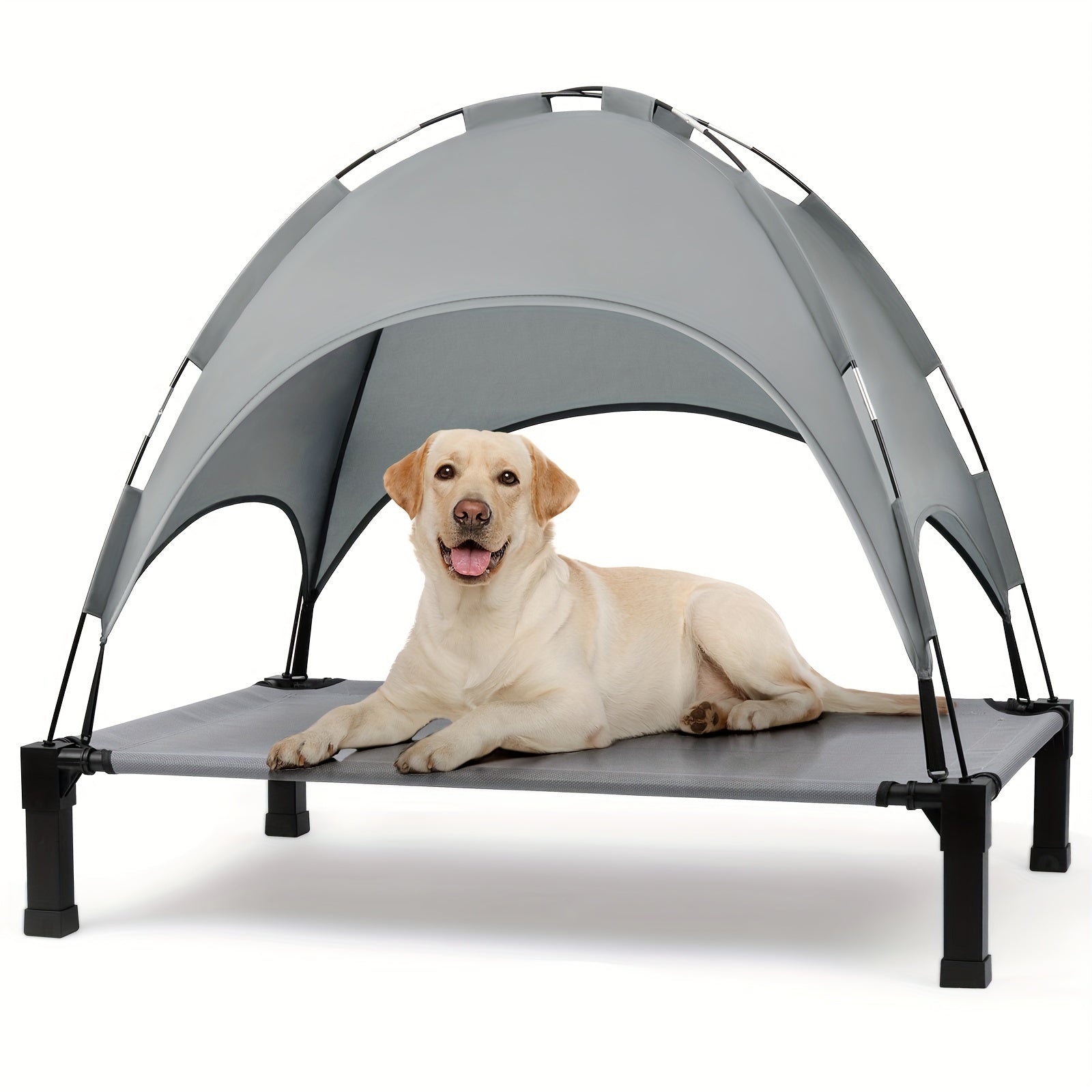 TEMU Elevated Dog Bed With Canopy, Outdoor Dog Bed Cot With Removable Shade Tent, Portable Raised Pet Cot Cooling Bed For Dogs And Cats